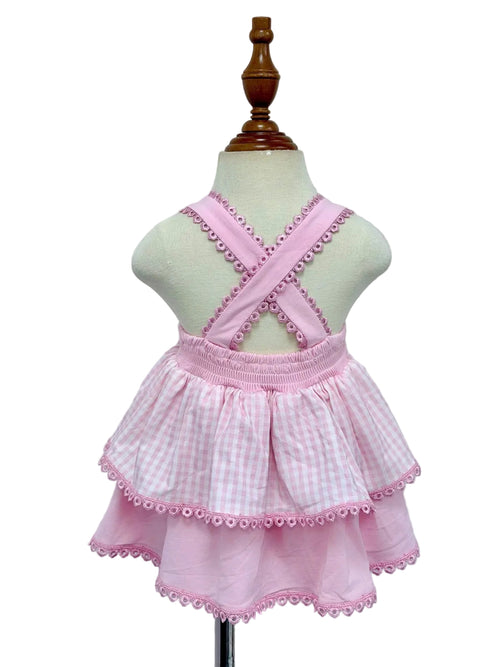 French Knot Magical Ears Gingham Skirted Bubble