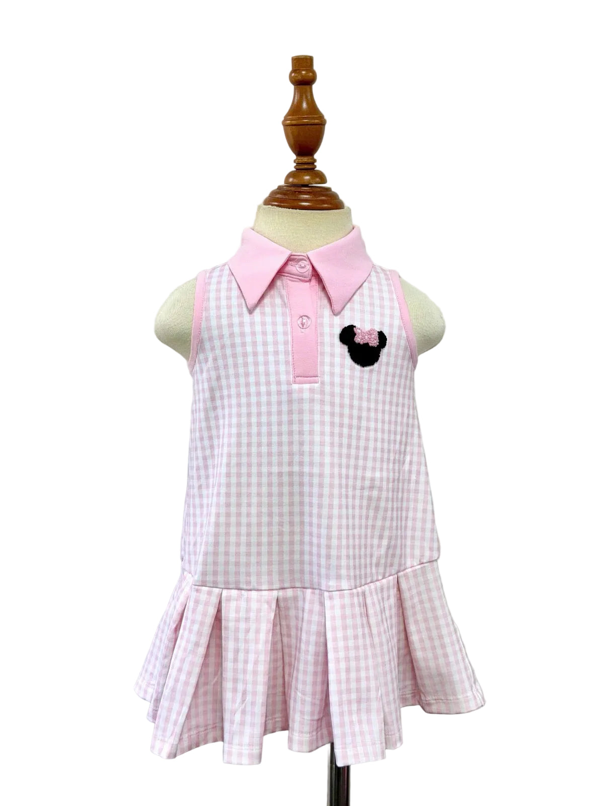 French Knot Magical Ears Gingham Tennis Dress