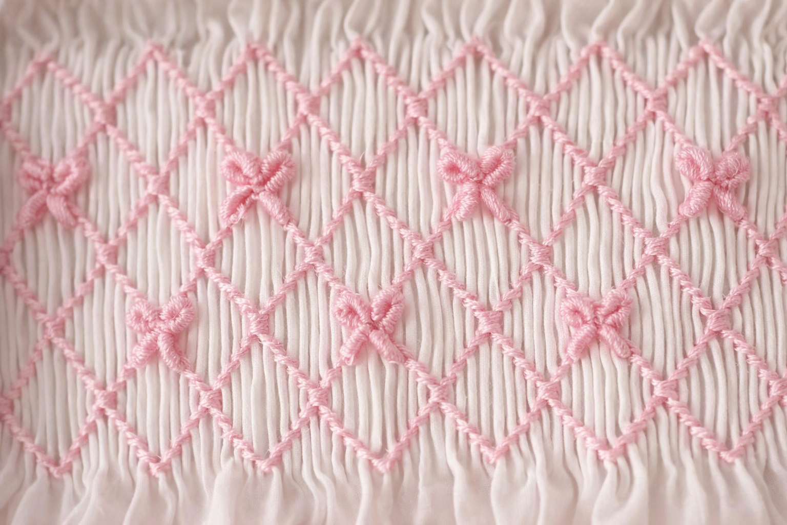 Swiss Dot Pink Bow Smocked Bubble