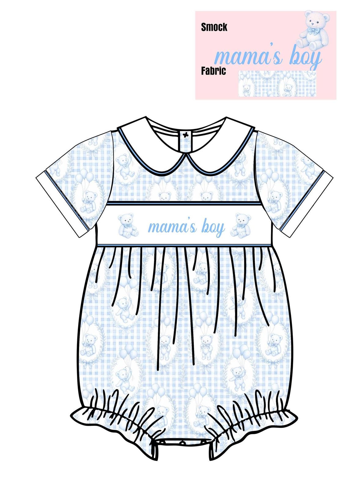 Smocked Mama’s Boy Teddy Bear Bubble