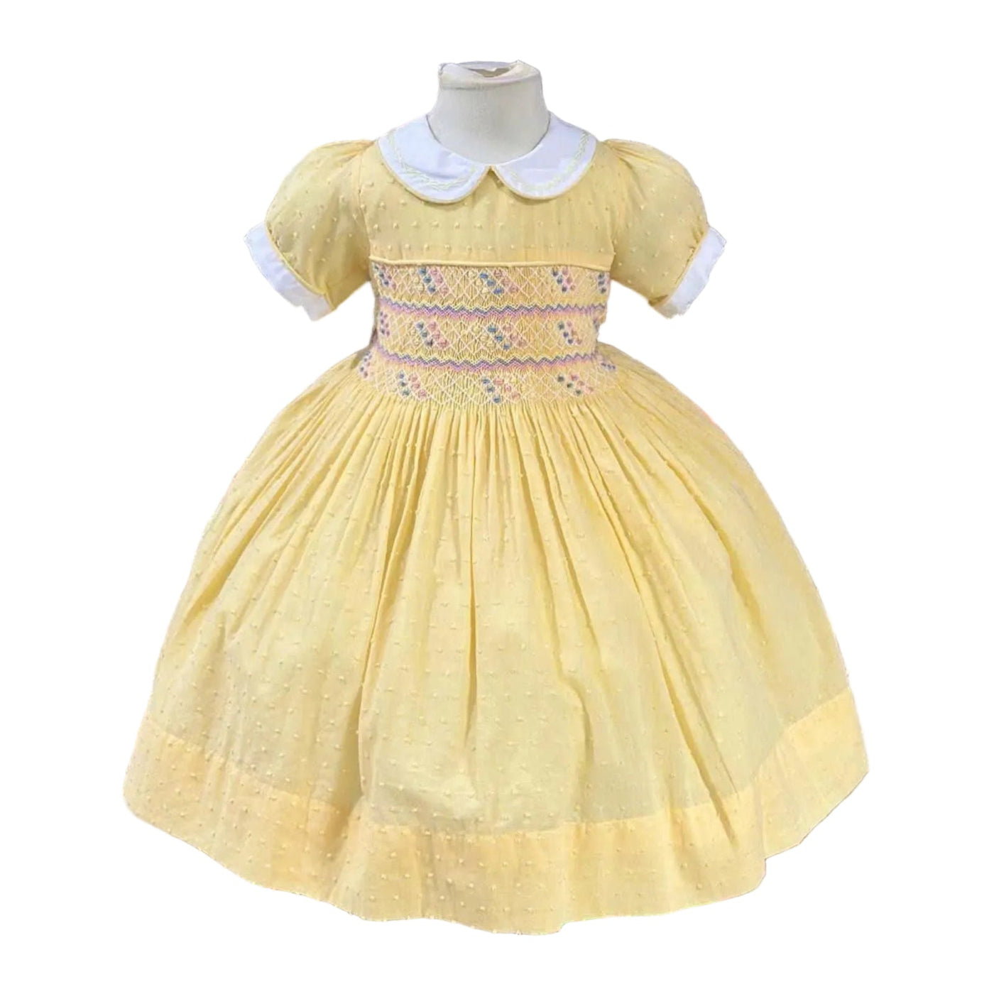 Sweet Sunshine Swiss Dot Smocked Heirloom Dress