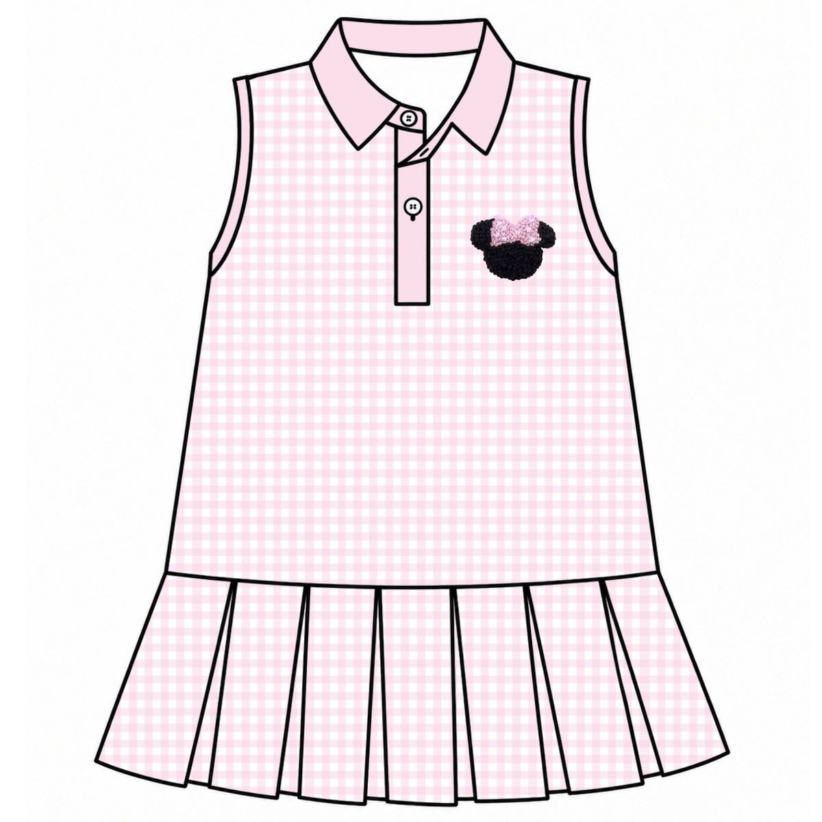 French Knot Magical Ears Gingham Tennis Dress