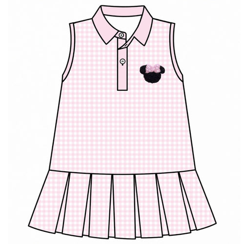 French Knot Magical Ears Gingham Tennis Dress
