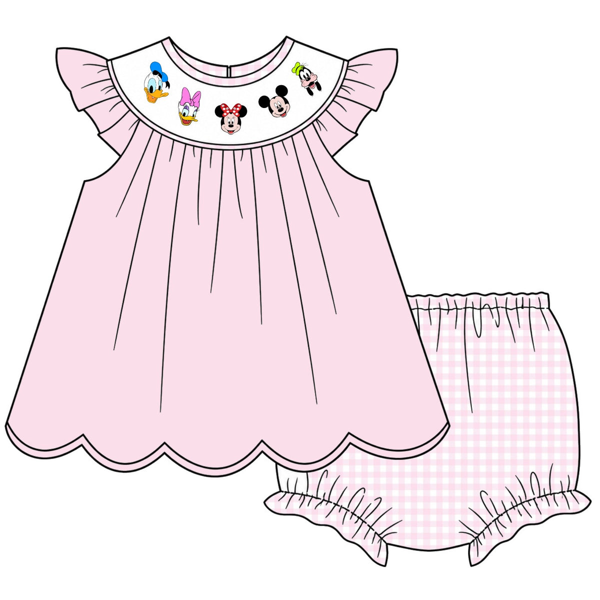 Smocked Mouse and Friends Bloomer Set