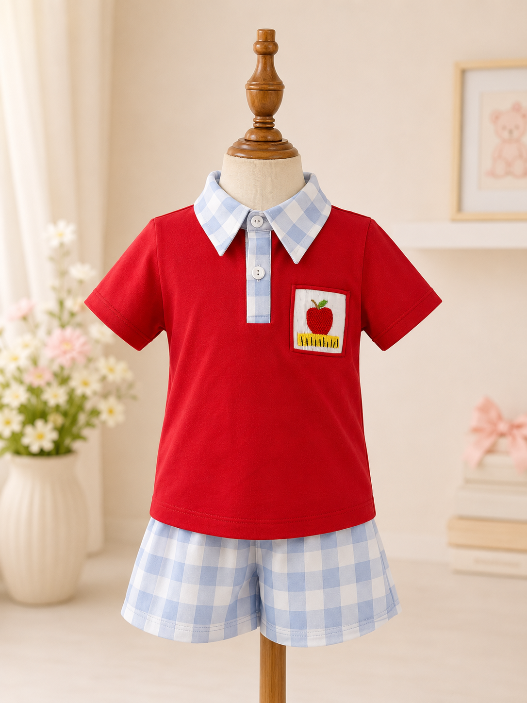 Classic Apple Boy Gingham Short Set ( ETA Early August)