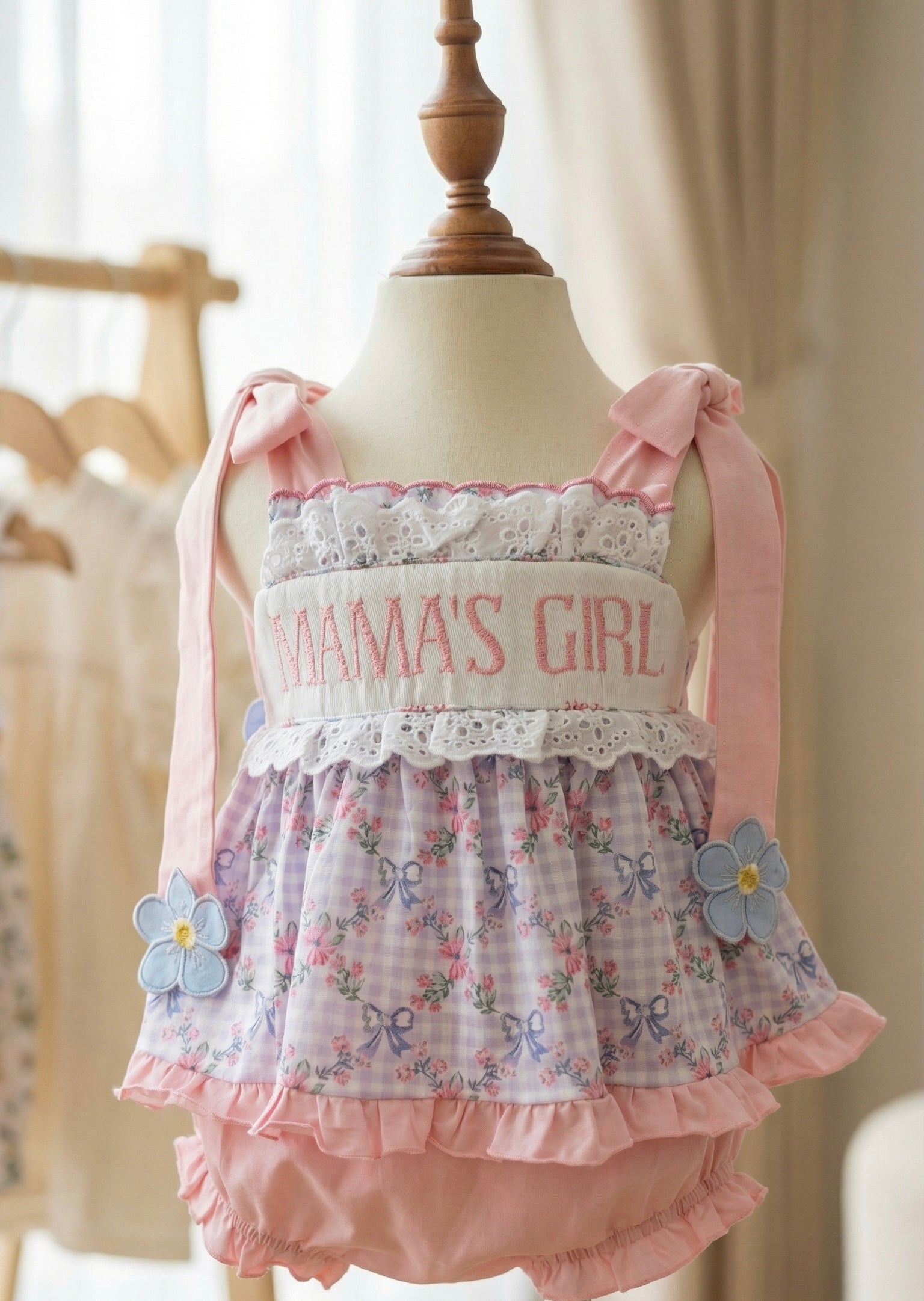 Smocked Mama's Girl Floral Bloomer Set