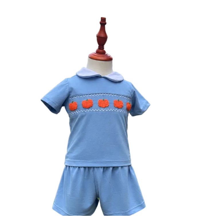 Smocked Pumpkin Classic Boy Short Set