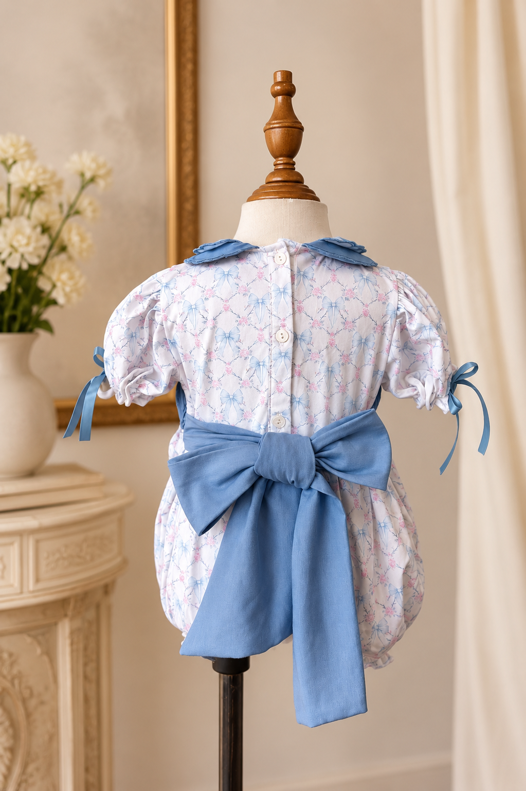 Smocked Daddy’s Girl Bow Bubble with Pearl Details
