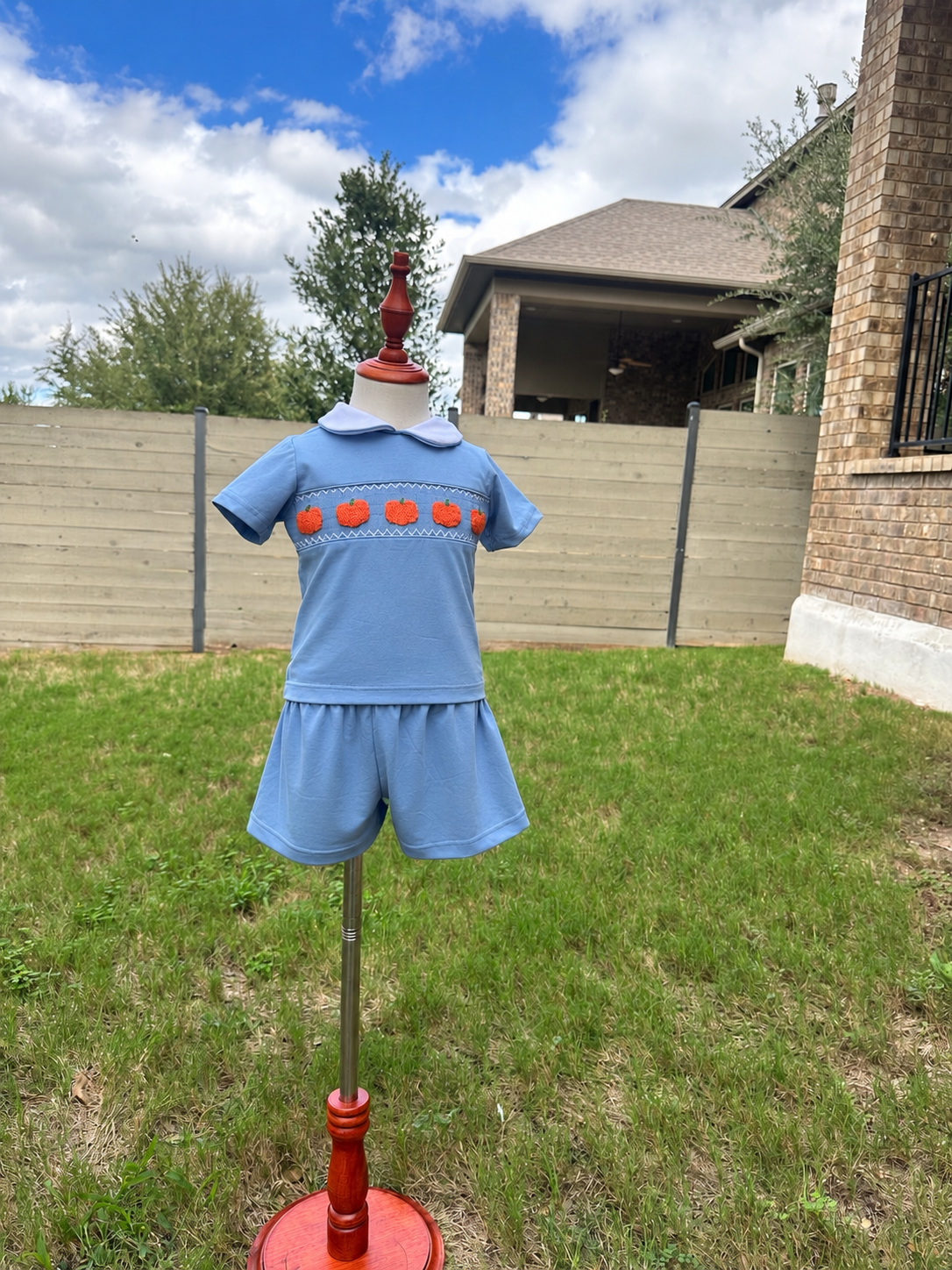 Smocked Pumpkin Classic Boy Short Set