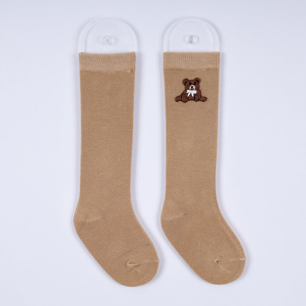 Embroidered Brown Bear Sock