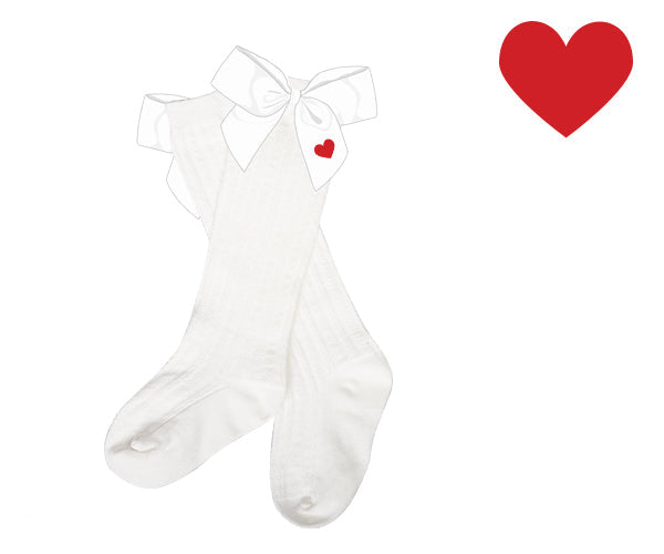Embroidered Heart Bow Socks