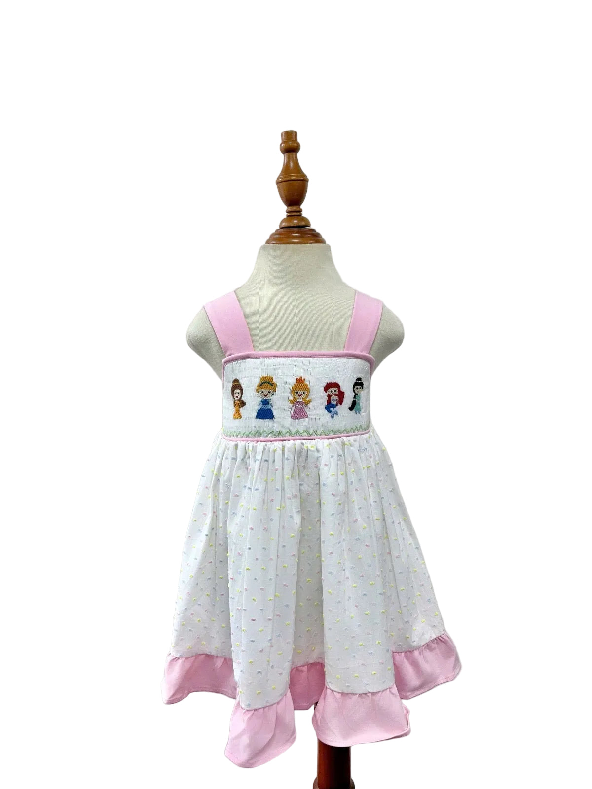 Smocked Princess Friends Swiss Dot Dress