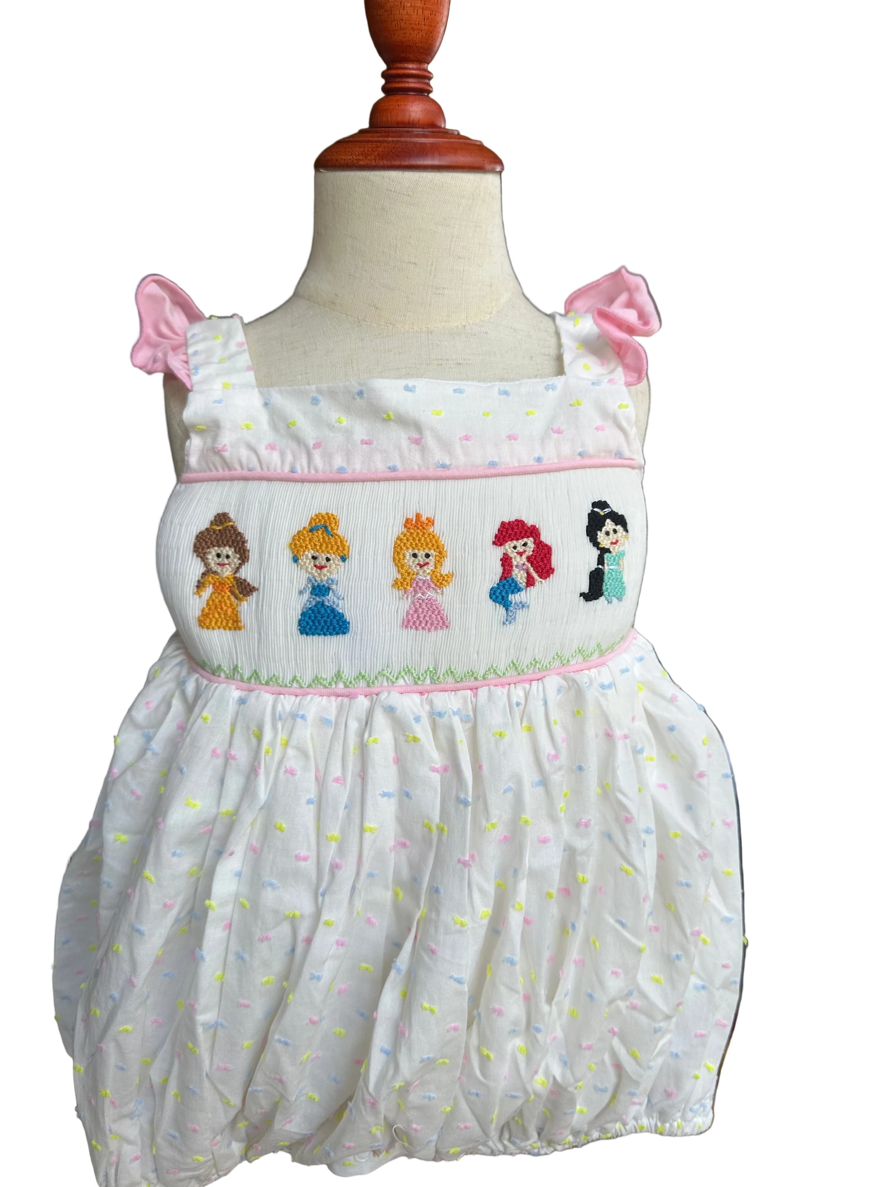 Smocked Princess and Friends Swiss Dot Bubble