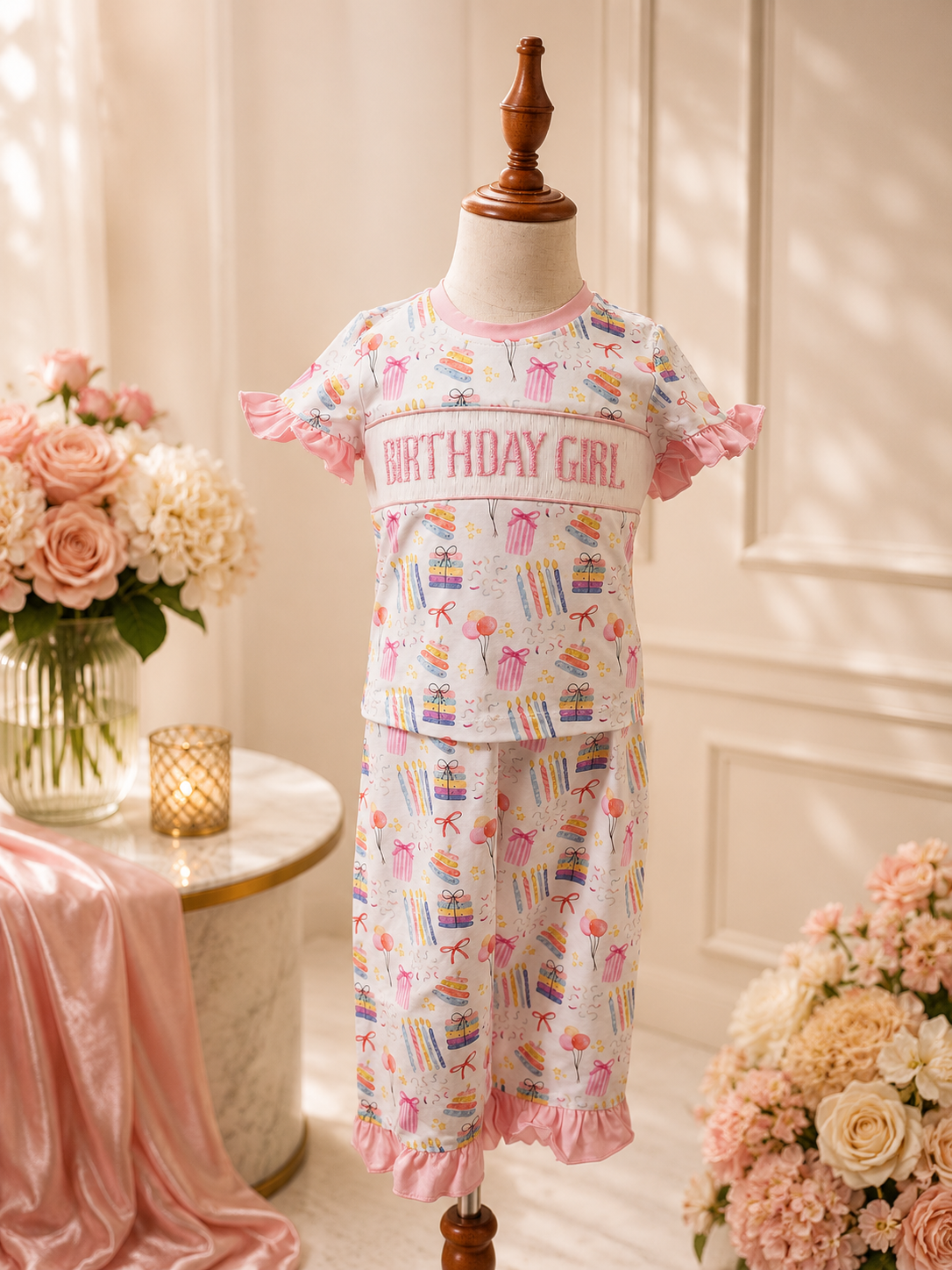 Smocked Birthday Girl Lounge Set