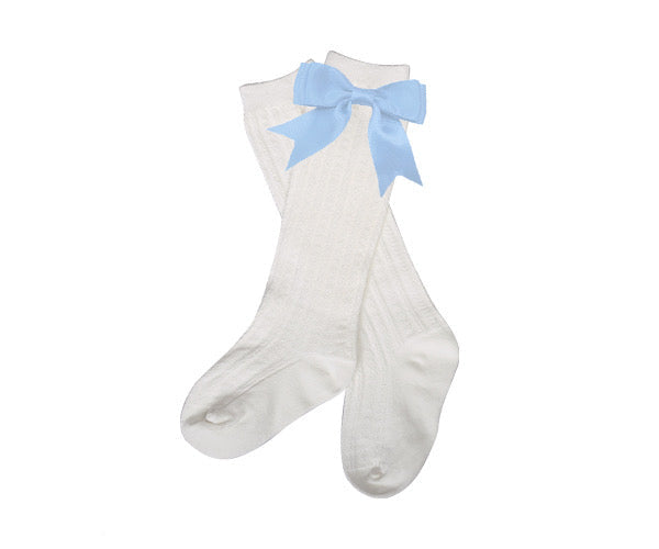 Knee High Bow Sock (Light Blue)