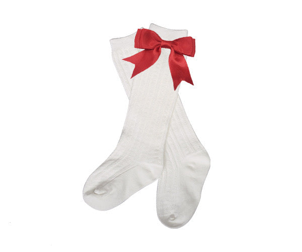 Knee High Bow Sock (Red)