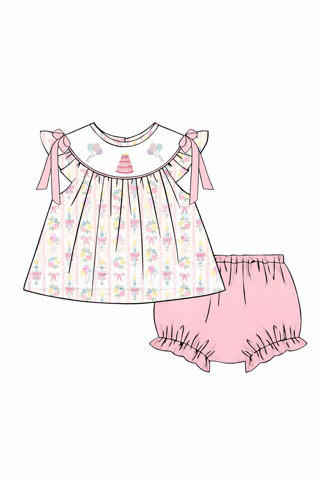 Classic Birthday Party Smocked Bloomer Set