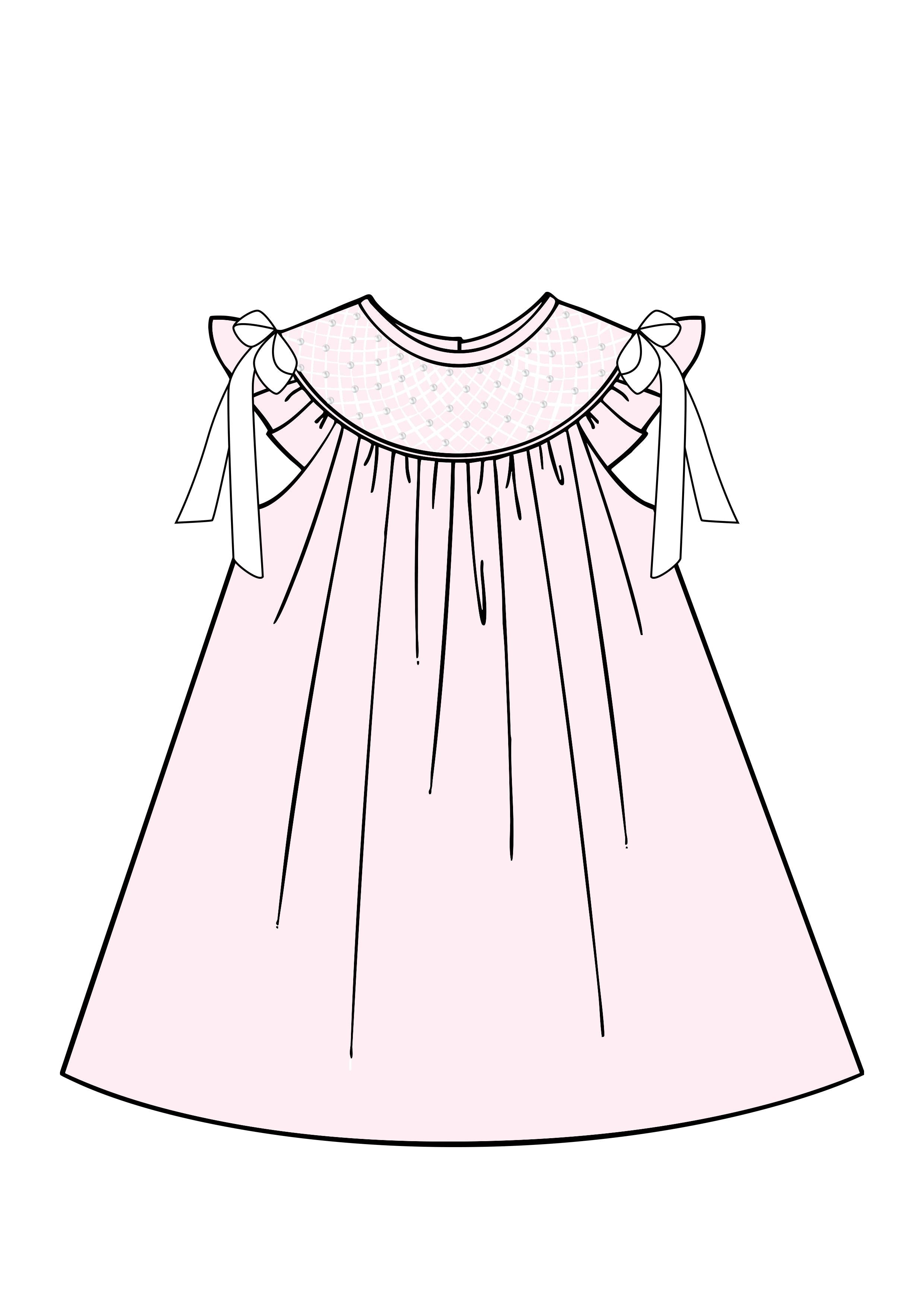 Smocked Heirloom Bishop Dress with Pearl and Bow Detailing