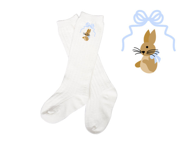 Peter Rabbit Embroidered Sock, Finished with a Sweet Blue Bow 🐰💙