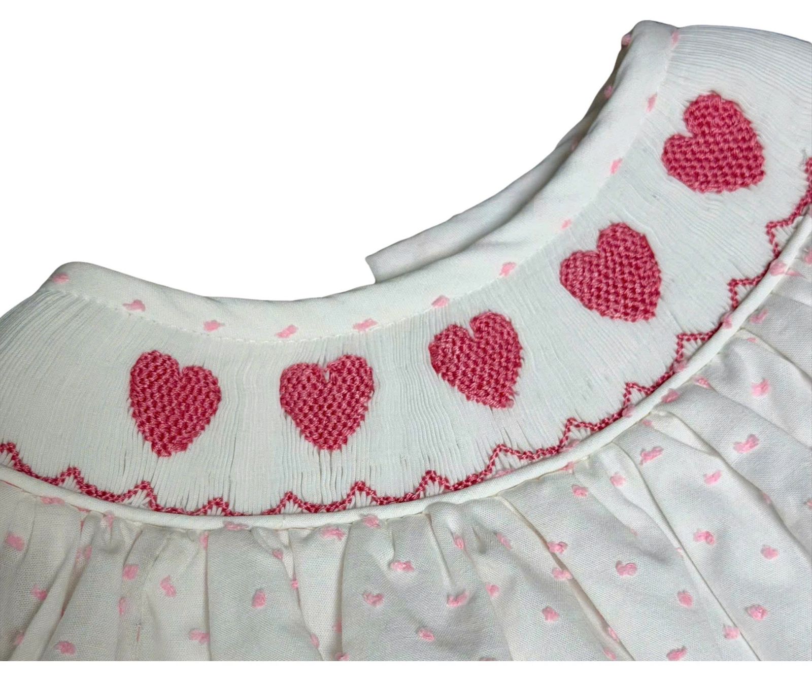 Smocked Swiss Dot Heart Bubble